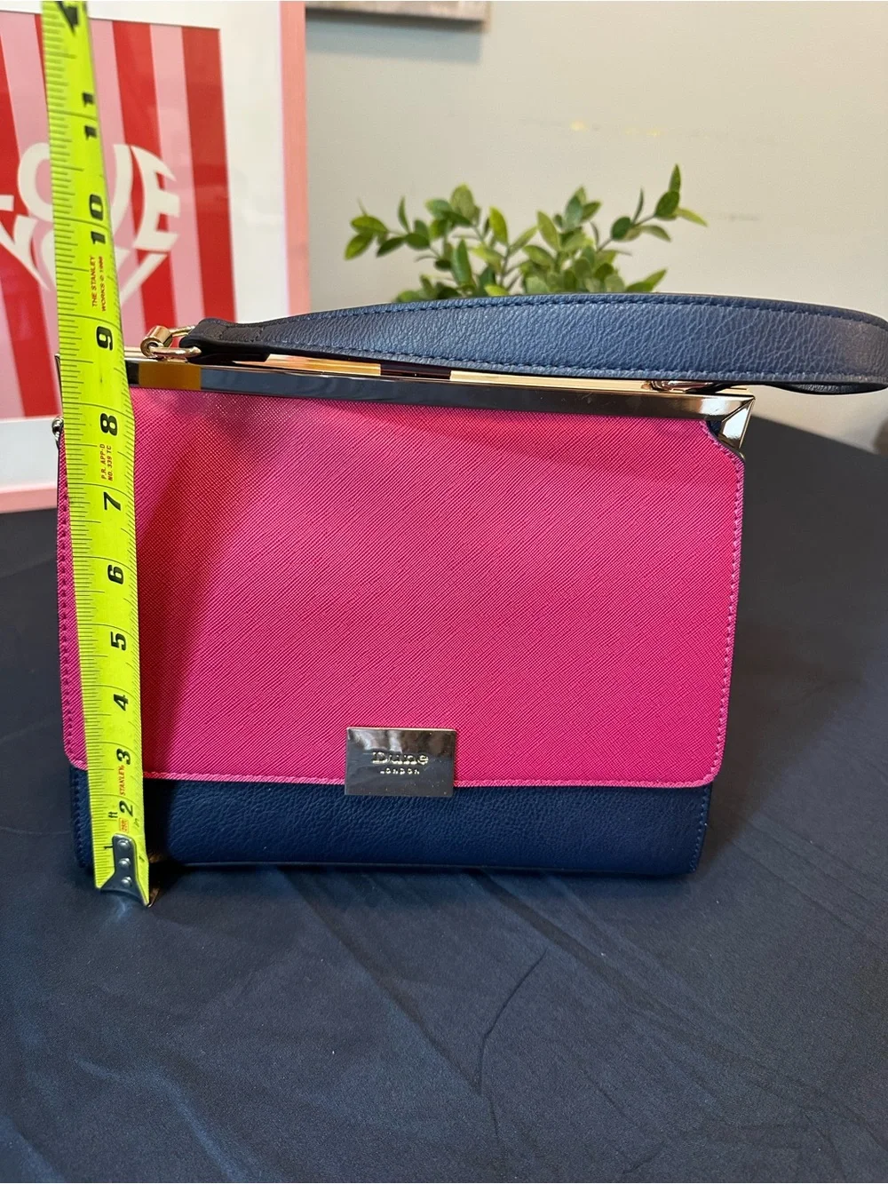 Dune London Pink and Navy Colorblock Top Handle Satchel